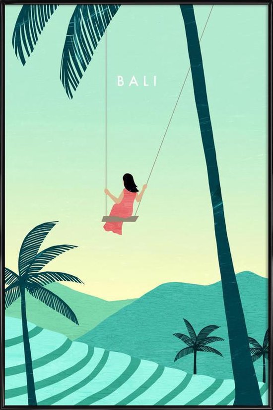 JUNIQE Poster in kunststof lijst Bali retro 40x60 /Groen