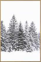 JUNIQE - Poster met kunststof lijst Zwarte winterbomen -40x60 /Wit &