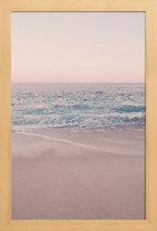 JUNIQE - Poster met houten lijst Rosegold Beach Morning -13x18 /Blauw