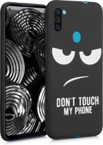 kwmobile telefoonhoesje compatibel met Samsung Galaxy M11 - Hoesje voor smartphone in wit / zwart - Don't Touch My Phone design
