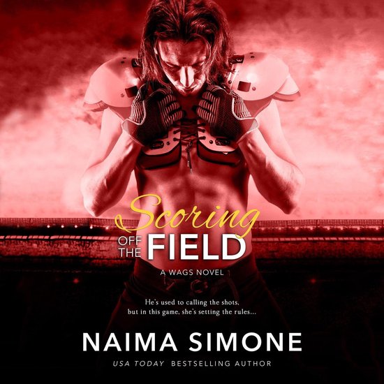 Een man in een Amerikaans voetbal tenue, met de tekst "Scoring off the Field" en "A Wags Novel"