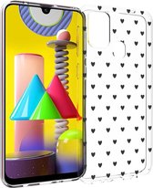iMoshion Design voor de Samsung Galaxy M31 hoesje - Hartjes - Zwart