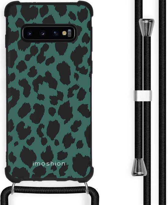 iMoshion Design hoesje met koord voor de Samsung Galaxy S10 - Luipaard -  Groen / Zwart | bol.com