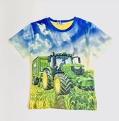 S&C tractor t-shirt H36 - blauw/geel - John Deere - maat 146/152