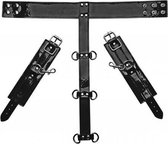 Leren Nek en Polsboeien - Zwart - Zwart - BDSM - Boeien - BDSM - Bondage