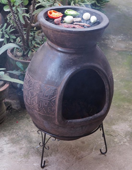 Sol-y-Yo Chimenea Cuisinière mexicaine en terre cuite Barbecue Jumbo  (marron) | bol