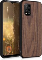 étui pour téléphone kwmobile pour Xiaomi Mi 10 Lite (5G) - Étui avec pare-chocs en marron foncé - Coque arrière - bois de noyer