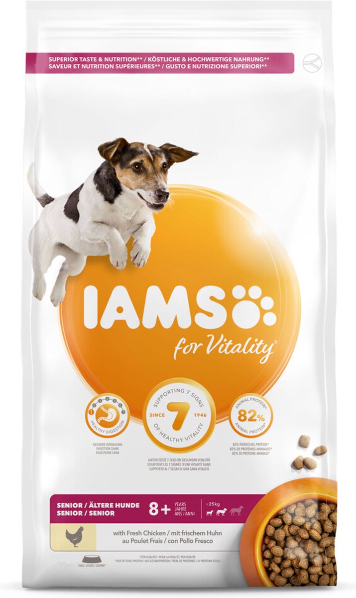 IAMS IAMS Dog Senior Small - Medium Kip - 3 x 3 kg - Voordeelverpakking