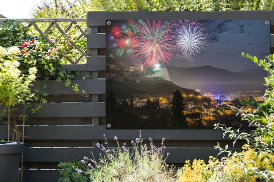 Feu d'artifice au lac de Garde en Italie affiche de jardin 120x80