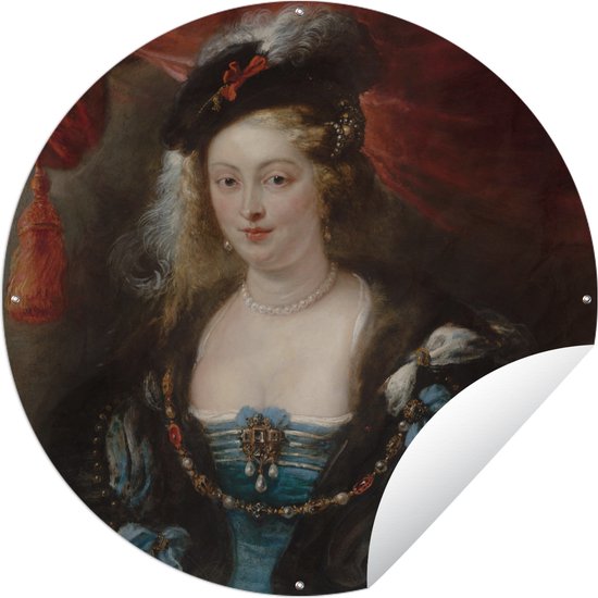 Tuincirkel Portret van een vrouw - Schilderij van Peter Paul Rubens - 150x150 cm - Ronde Tuinposter - Buiten