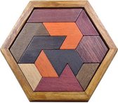 Hexagon legpuzzel | hout | geometrisch |educatief | leerzaam | uitdagend | denkpuzzel | vanaf 3 jaar oud - 16 stukken