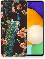 Telefoon Hoesje Samsung Galaxy A52 Enterprise Editie (5G/4G) Siliconen Back Cover Pauw met Bloemen