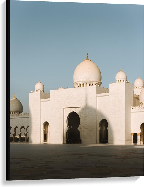 Canvas  - Moskee in Abu Dhabi - 75x100cm Foto op Canvas Schilderij (Wanddecoratie op Canvas)