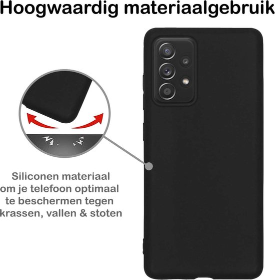 Coque Samsung A72 Coque en Siliconen Zwart avec Protecteur d'Ecran - Coque Samsung Galaxy A72 Coque en Silicone avec Protecteur d'Ecran - Zwart