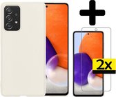 Samsung A72 Hoesje Met 2x Screenprotector - Samsung Galaxy A72 Case Cover - Siliconen Samsung A72 Hoes Met 2x Screenprotector - Wit