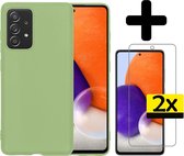 Samsung A72 Hoesje Met 2x Screenprotector - Samsung Galaxy A72 Case Cover - Siliconen Samsung A72 Hoes Met 2x Screenprotector - Groen