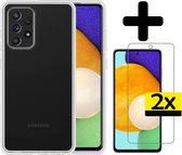 Samsung A52 Hoesje Transparant Met 2x Screenprotector - Samsung Galaxy A52 Case - Siliconen Samsung A52 Hoes Met 2x Screenprotector - Transparant