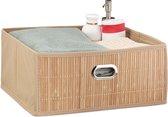 Relaxdays panier de rangement salle de bain - panier en bambou - organisateur d'armoire - boîte de rangement tissu - boîte de rangement Naturel