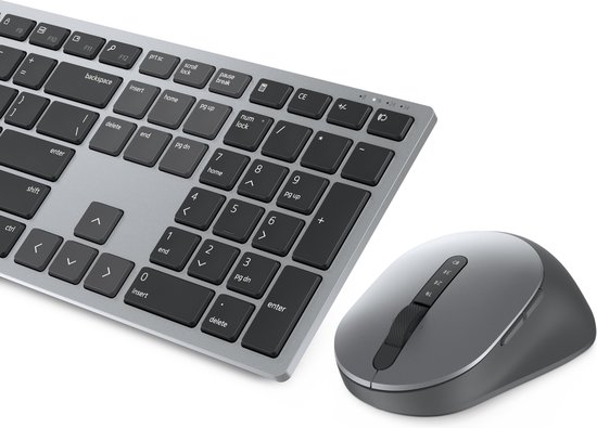 DELL KM7321W clavier Souris incluse RF sans fil + Bluetooth AZERTY Belge  Gris, Titane sur