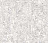 Steen tegel behang Profhome 944263-GU vliesbehang licht gestructureerd in hout look mat wit 5,33 m2