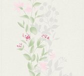 Bloemen behang Profhome 372661-GU vliesbehang licht gestructureerd met bloemen patroon mat groen roze grijs 5,33 m2