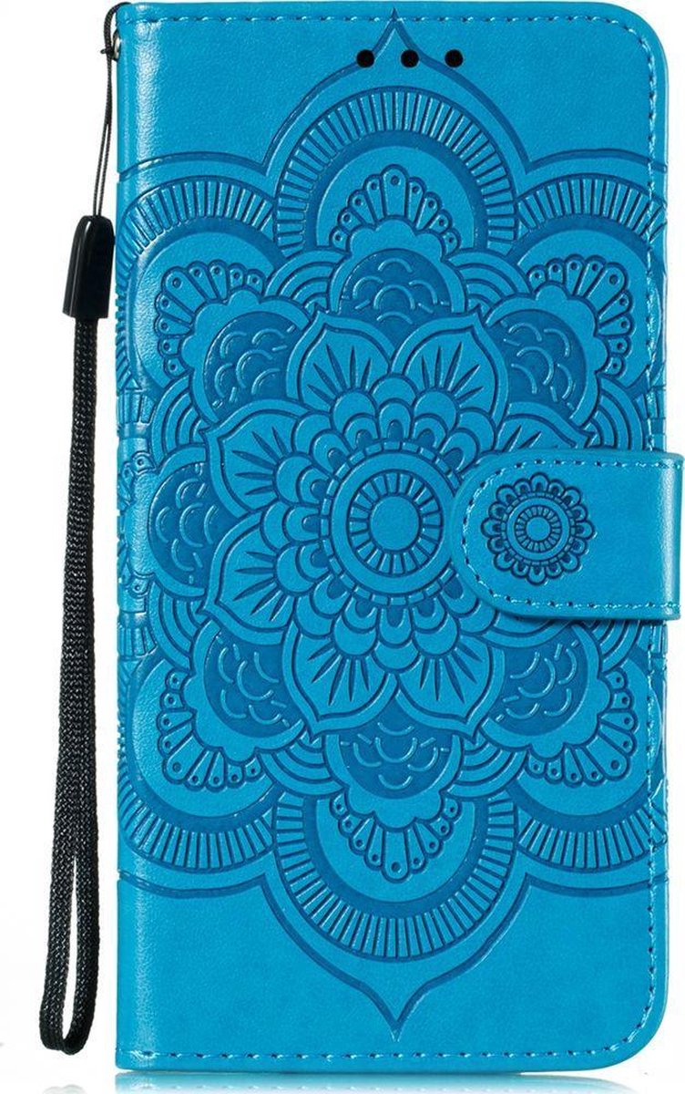 Mobigear Telefoonhoesje geschikt voor Motorola Moto E6s (2020) Hoesje | Mobigear Mandala Bookcase Portemonnee | Pasjeshouder voor 3 Pasjes | Telefoonhoesje voor Pinpas / OV Kaart / Rijbewijs - Blauw