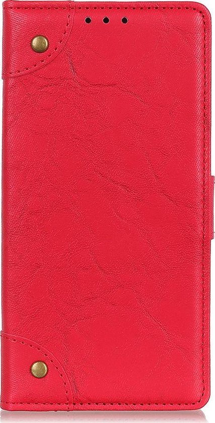 Coque Motorola Moto G9 Play - Mobigear - Série Ranch - Bookcase en similicuir - Rouge - Coque adaptée pour Motorola Moto G9 Play