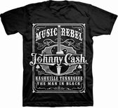 Johnny Cash - Music Rebel Heren T-shirt - S - Zwart