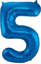 Ballon numéro 5 ans Blauw 36cm décoration de fête d'anniversaire avec paille