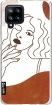 Casetastic Samsung Galaxy A42 (2020) 5G Hoesje - Softcover Hoesje met Design - Line Art Woman Print