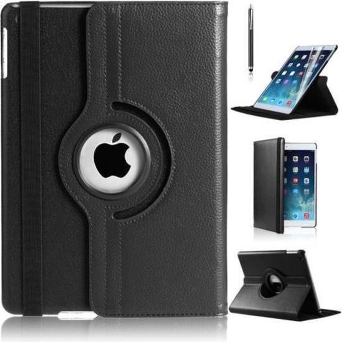 IPADAIR/AIR2/NEW IPAD 2017/2018 DRAAIBAAR ZWART + stylus pen