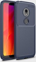 Beetle Series Carbon Fiber Texture Shockproof TPU Case voor Motorola Moto G7 Play (US Version) (Blauw)