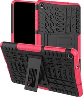 Tire Texture TPU + PC schokbestendig hoesje voor Galaxy Tab A 8 (2019) P200 / P205, met houder (roze)