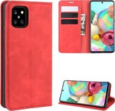 Voor Galaxy A81 / M60S / Note 10 Lite Retro-skin Zakelijk magnetisch zuignap met houder & kaartsleuven & portemonnee (rood)