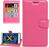 Voor Huawei Honor 6x (2016) Litchi Texture Horizontal Flip PU lederen tas met houder & kaartsleuven & portemonnee (magenta)