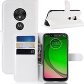 Litchi Texture horizontale flip lederen tas voor MOTO G7 Play, met portemonnee en houder en kaartsleuven (wit)