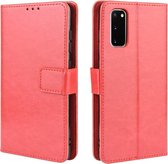 Voor Galaxy S20 / S20 5G Retro Crazy Horse Texture Horizontale Flip Leather Case, met houder & kaartsleuven & fotolijst (rood)