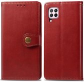 Voor Huawei P40 Lite / Nova 7i / Nova 6se retro effen kleur lederen gesp telefoonhoes met lanyard & fotolijst & kaartsleuf & portemonnee & standaardfunctie (rood)