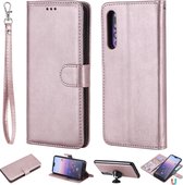 Voor Huawei P20 Pro Effen kleur Horizontale Flip Beschermhoes met houder & kaartsleuven & portemonnee & fotolijst & lanyard (rose goud)