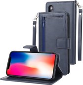 GOOSPERY AFNEEMBARE DAGBOEK Horizontale Flip Leren Case met Houder & Kaartsleuven & Rits & Portemonnee voor iPhone XR (Marineblauw)