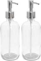 Set van 5x stuks zeeppompjes/zeepdispensers basic transparant glas 21 cm - Navulbare zeep houder - Toilet/badkamer accessoires