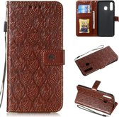 Geperst Printing Rattan Flower Pattern Horizontal Flip PU Leather Case for Galaxy A20 / A30 / A50, with Holder & Card Slots & Wallet & Photo Frame (Brown)