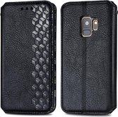 Voor Samsung Galaxy S9 Cubic Grid Pressed Horizontal Flip Magnetic Leather Case met houder & kaartsleuven & portemonnee (zwart)