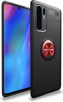 Metalen ringhouder 360 graden roterende TPU-hoes voor Huawei P30 Pro (zwart + rood)