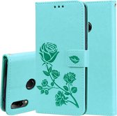 Rose reliÃ«f horizontale flip PU lederen tas voor Huawei Y9 (2019), met houder en kaartsleuven en portemonnee (groen)
