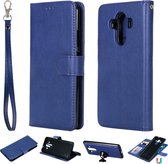 Voor Huawei Mate 10 Pro Effen kleur Horizontale Flip Beschermhoes met houder & kaartsleuven & portemonnee & fotolijst & lanyard (blauw)