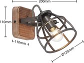 Lindby - plafondlamp hout - 1licht - metaal, hout - H: 16 cm - E14 - zwart, bruin