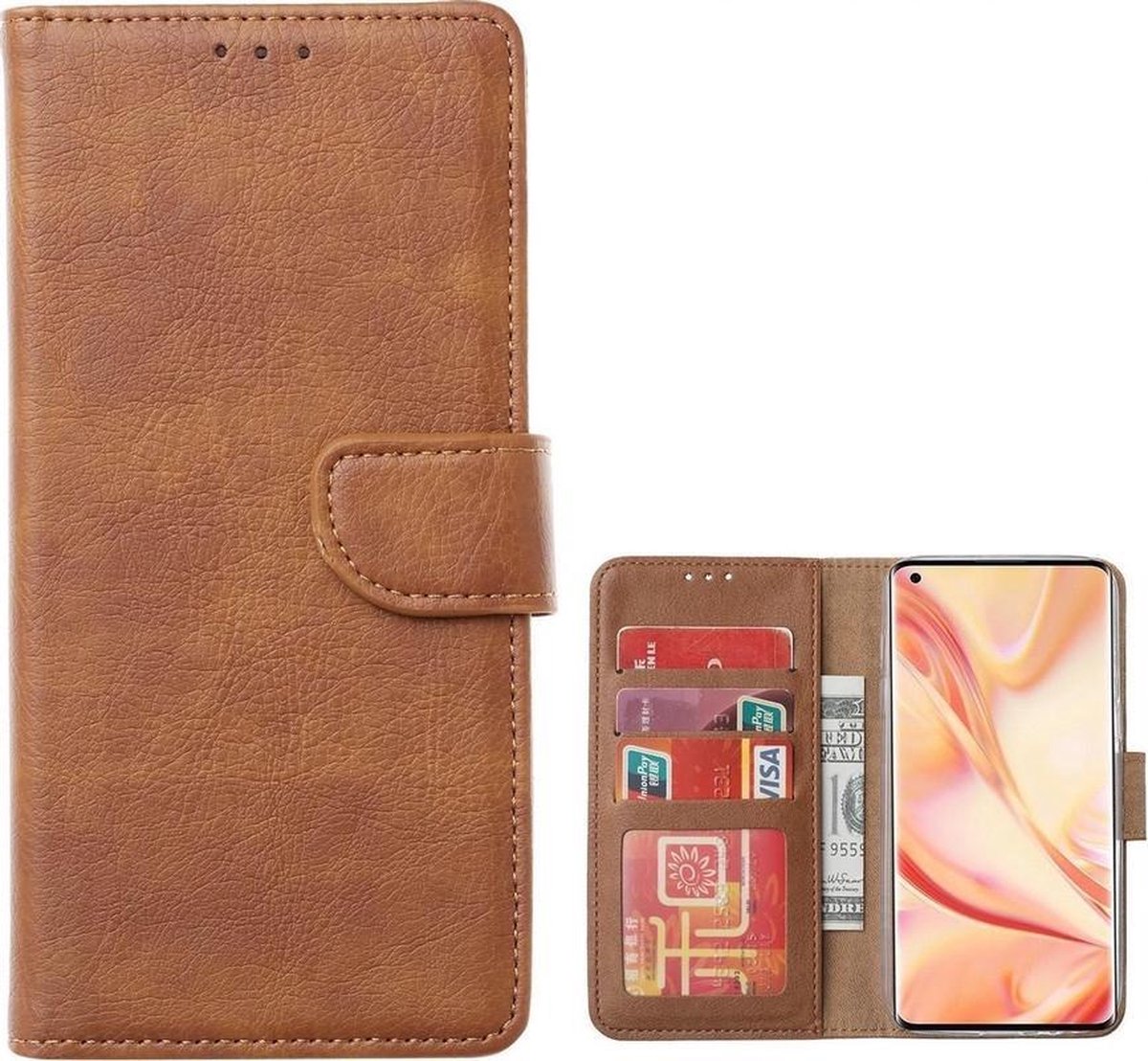 Bookcase Geschikt voor: Oppo A93 - Lichtbruin - portemonnee hoesje