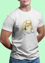 Dogecoin Meme Moon T-Shirt | Bitcoin Ethereum BlockChain Crypto | To The Moon | Cryptocurrency | Grappig Humor | Unisex Maat XL Wit