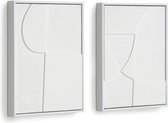 Kave Home - Set Beija met twee witte kunstwerken 32 x 42 cm
